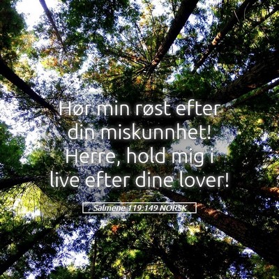 Picture 05 - Salmene 119:149 NORSK - Hør min røst efter din miskunnhet! Herre, hold - Bible Verse Picture