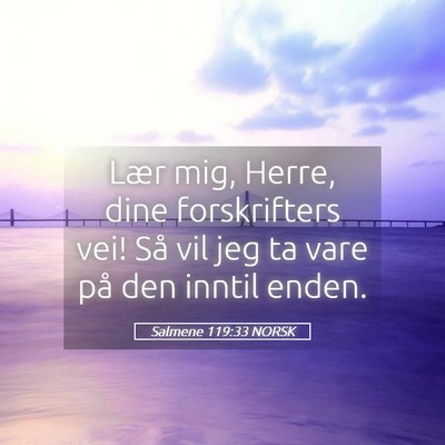 Picture 05 - Salmene 119:33 NORSK - Lær mig, Herre, dine forskrifters vei! Så vil - Bible Verse Picture