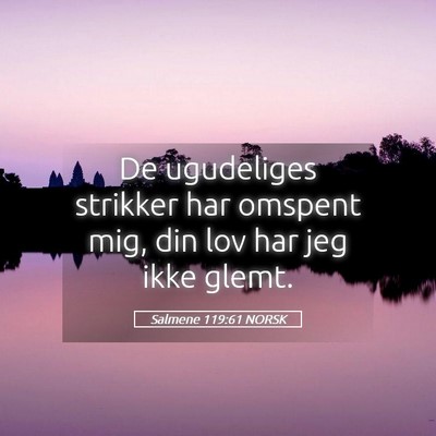 Picture 05 - Salmene 119:61 NORSK - De ugudeliges strikker har omspent mig, din lov - Bible Verse Picture