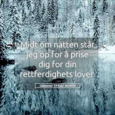 Picture 05 - Salmene 119:62 NORSK - Midt om natten står jeg op for å prise dig for - Bible Verse Picture