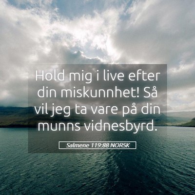 Picture 05 - Salmene 119:88 NORSK - Hold mig i live efter din miskunnhet! Så vil jeg - Bible Verse Picture