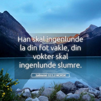 Picture 05 - Salmene 121:3 NORSK - Han skal ingenlunde la din fot vakle, din vokter - Bible Verse Picture