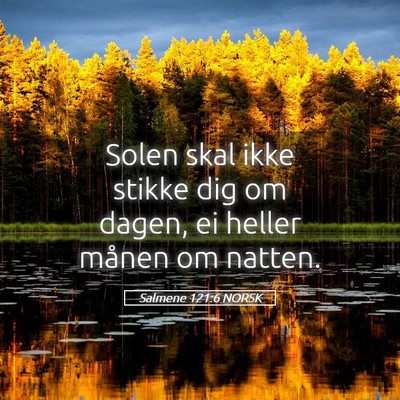 Picture 05 - Salmene 121:6 NORSK - Solen skal ikke stikke dig om dagen, ei heller - Bible Verse Picture