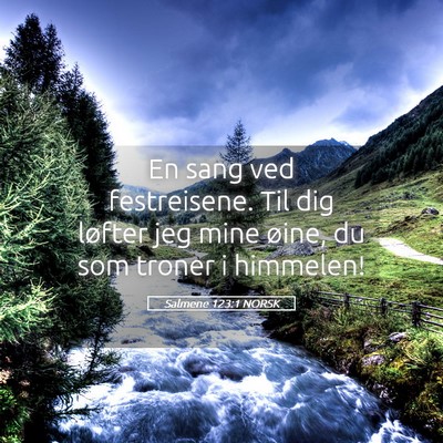 Picture 05 - Salmene 123:1 NORSK - En sang ved festreisene. Til dig løfter jeg mine - Bible Verse Picture