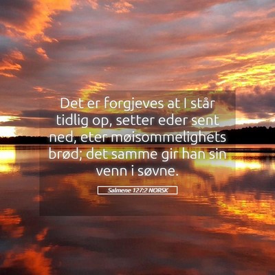 Picture 05 - Salmene 127:2 NORSK - Det er forgjeves at I står tidlig op, setter - Bible Verse Picture