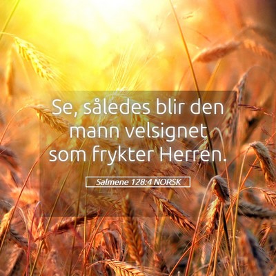 Picture 05 - Salmene 128:4 NORSK - Se, således blir den mann velsignet som frykter - Bible Verse Picture