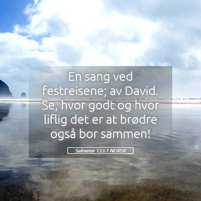 Picture 05 - Salmene 133:1 NORSK - En sang ved festreisene; av David. Se, hvor godt - Bible Verse Picture