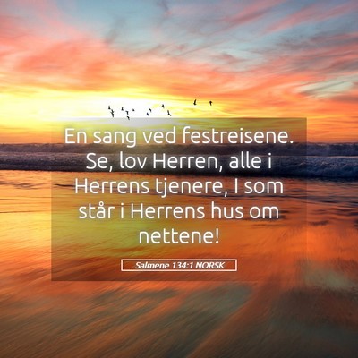Picture 05 - Salmene 134:1 NORSK - En sang ved festreisene. Se, lov Herren, alle i - Bible Verse Picture