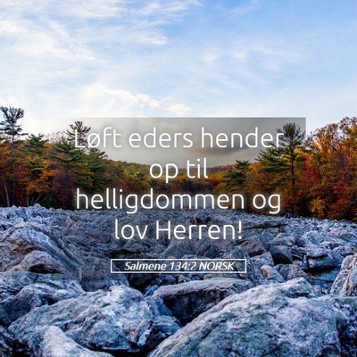 Picture 05 - Salmene 134:2 NORSK - Løft eders hender op til helligdommen og lov - Bible Verse Picture
