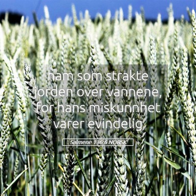 Picture 05 - Salmene 136:6 NORSK - ham som strakte jorden over vannene, for hans - Bible Verse Picture