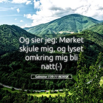 Picture 05 - Salmene 139:11 NORSK - Og sier jeg: Mørket skjule mig, og lyset omkring - Bible Verse Picture