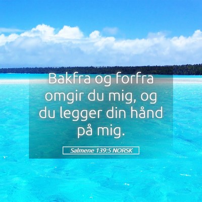 Picture 05 - Salmene 139:5 NORSK - Bakfra og forfra omgir du mig, og du legger din - Bible Verse Picture