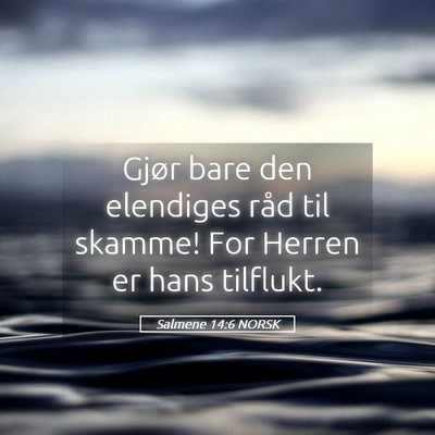 Picture 05 - Salmene 14:6 NORSK - Gjør bare den elendiges råd til skamme! For - Bible Verse Picture