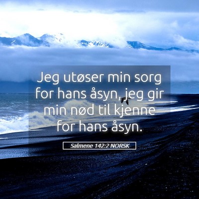 Picture 05 - Salmene 142:2 NORSK - Jeg utøser min sorg for hans åsyn, jeg gir min - Bible Verse Picture