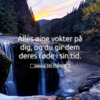 Picture 05 - Salmene 145:15 NORSK - Alles øine vokter på dig, og du gir dem deres - Bible Verse Picture