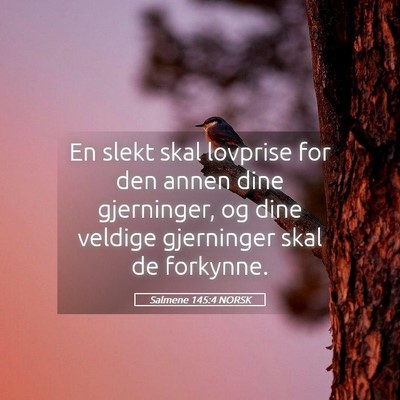 Picture 05 - Salmene 145:4 NORSK - En slekt skal lovprise for den annen dine - Bible Verse Picture