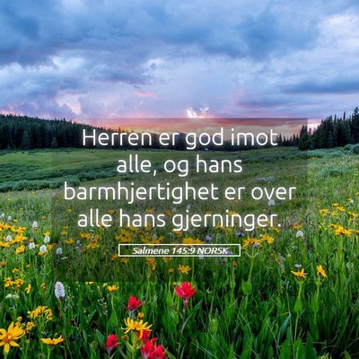 Picture 05 - Salmene 145:9 NORSK - Herren er god imot alle, og hans barmhjertighet - Bible Verse Picture