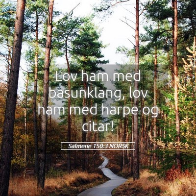 Picture 05 - Salmene 150:3 NORSK - Lov ham med basunklang, lov ham med harpe og - Bible Verse Picture