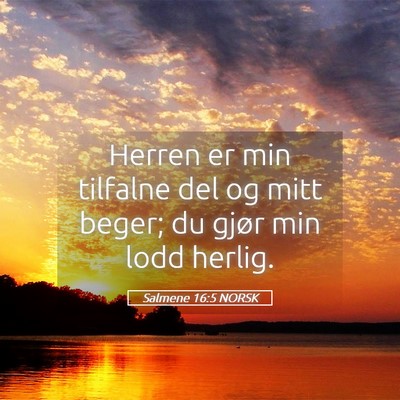 Picture 05 - Salmene 16:5 NORSK - Herren er min tilfalne del og mitt beger; du - Bible Verse Picture