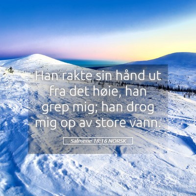 Picture 05 - Salmene 18:16 NORSK - Han rakte sin hånd ut fra det høie, han grep - Bible Verse Picture