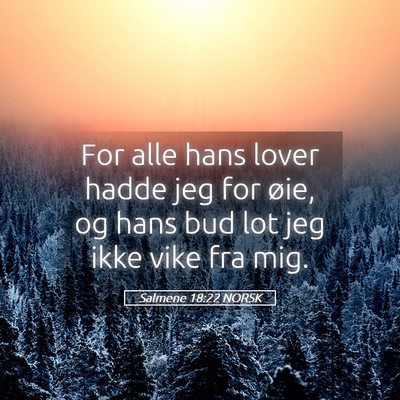 Picture 05 - Salmene 18:22 NORSK - For alle hans lover hadde jeg for øie, og hans - Bible Verse Picture