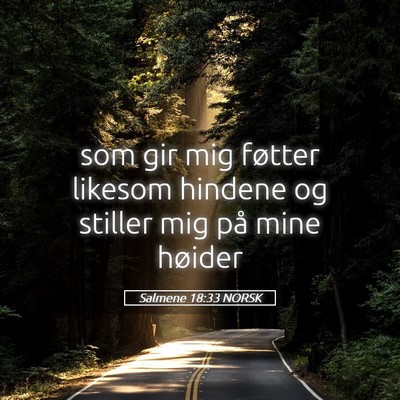 Picture 05 - Salmene 18:33 NORSK - som gir mig føtter likesom hindene og stiller - Bible Verse Picture