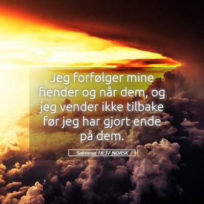 Picture 05 - Salmene 18:37 NORSK - Jeg forfølger mine fiender og når dem, og jeg - Bible Verse Picture
