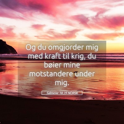 Picture 05 - Salmene 18:39 NORSK - Og du omgjorder mig med kraft til krig, du bøier - Bible Verse Picture