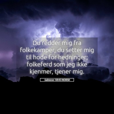 Picture 05 - Salmene 18:43 NORSK - Du redder mig fra folkekamper, du setter mig til - Bible Verse Picture