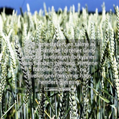 Picture 05 - Salmene 19:1 NORSK - Til sangmesteren; en salme av David. Himlene - Bible Verse Picture