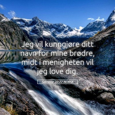 Picture 05 - Salmene 22:22 NORSK - Jeg vil kunngjøre ditt navn for mine brødre, - Bible Verse Picture