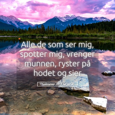 Picture 05 - Salmene 22:7 NORSK - Alle de som ser mig, spotter mig, vrenger munnen, - Bible Verse Picture