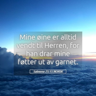 Picture 05 - Salmene 25:15 NORSK - Mine øine er alltid vendt til Herren, for han - Bible Verse Picture
