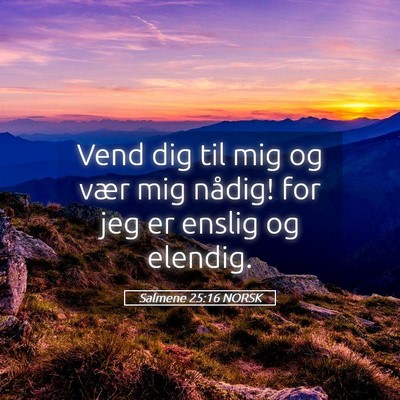 Picture 05 - Salmene 25:16 NORSK - Vend dig til mig og vær mig nådig! for jeg er - Bible Verse Picture