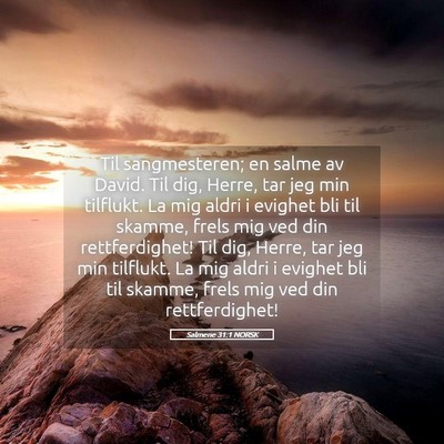 Picture 05 - Salmene 31:1 NORSK - Til sangmesteren; en salme av David. Til dig, - Bible Verse Picture