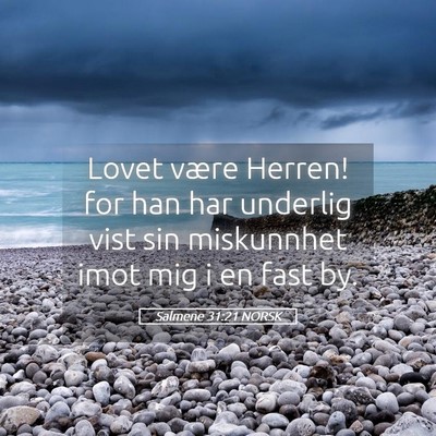 Picture 05 - Salmene 31:21 NORSK - Lovet være Herren! for han har underlig vist sin - Bible Verse Picture