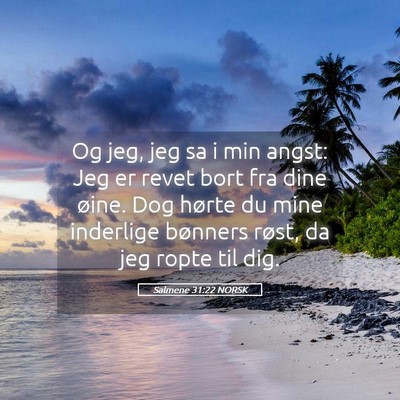 Picture 05 - Salmene 31:22 NORSK - Og jeg, jeg sa i min angst: Jeg er revet bort fra - Bible Verse Picture