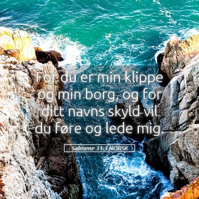 Picture 05 - Salmene 31:3 NORSK - For du er min klippe og min borg, og for ditt - Bible Verse Picture