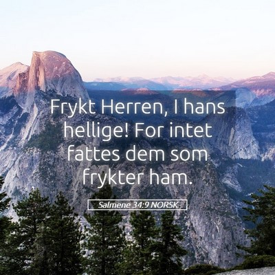 Picture 05 - Salmene 34:9 NORSK - Frykt Herren, I hans hellige! For intet fattes - Bible Verse Picture