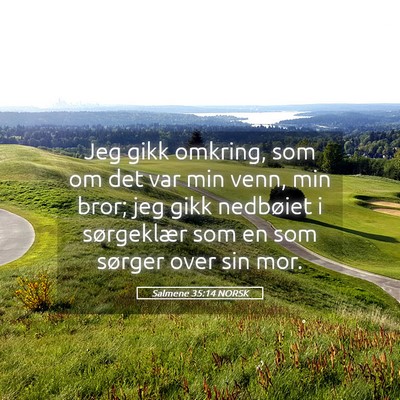 Picture 05 - Salmene 35:14 NORSK - Jeg gikk omkring, som om det var min venn, min - Bible Verse Picture