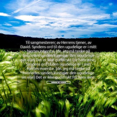 Picture 05 - Salmene 36:1 NORSK - Til sangmesteren; av Herrens tjener, av David. - Bible Verse Picture