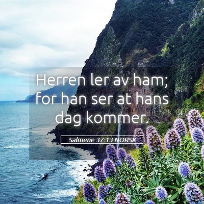 Picture 05 - Salmene 37:13 NORSK - Herren ler av ham; for han ser at hans dag - Bible Verse Picture