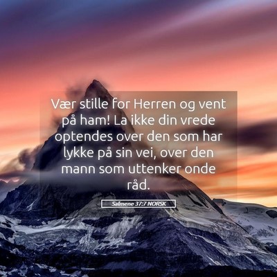 Picture 05 - Salmene 37:7 NORSK - Vær stille for Herren og vent på ham! La ikke - Bible Verse Picture