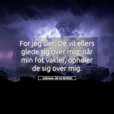 Picture 05 - Salmene 38:16 NORSK - For jeg sier: De vil ellers glede sig over mig; - Bible Verse Picture