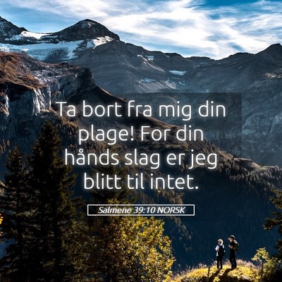 Picture 05 - Salmene 39:10 NORSK - Ta bort fra mig din plage! For din hånds slag er - Bible Verse Picture