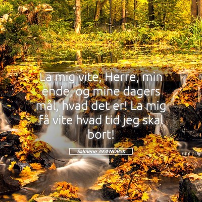 Picture 05 - Salmene 39:4 NORSK - La mig vite, Herre, min ende, og mine dagers - Bible Verse Picture
