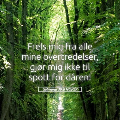 Picture 05 - Salmene 39:8 NORSK - Frels mig fra alle mine overtredelser, gjør mig - Bible Verse Picture