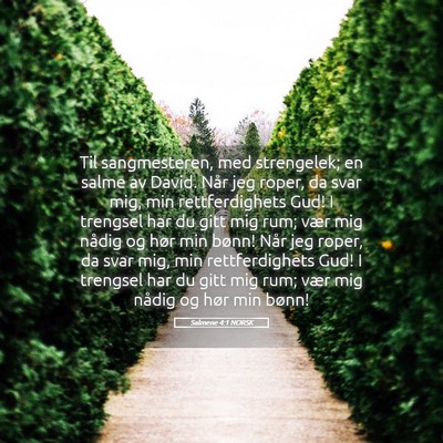 Picture 05 - Salmene 4:1 NORSK - Til sangmesteren, med strengelek; en salme av - Bible Verse Picture