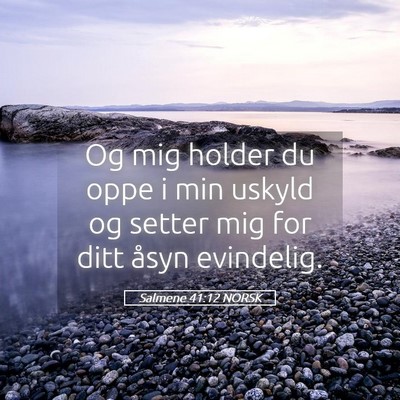Picture 05 - Salmene 41:12 NORSK - Og mig holder du oppe i min uskyld og setter mig - Bible Verse Picture