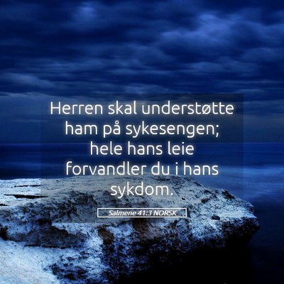 Picture 05 - Salmene 41:3 NORSK - Herren skal understøtte ham på sykesengen; hele - Bible Verse Picture